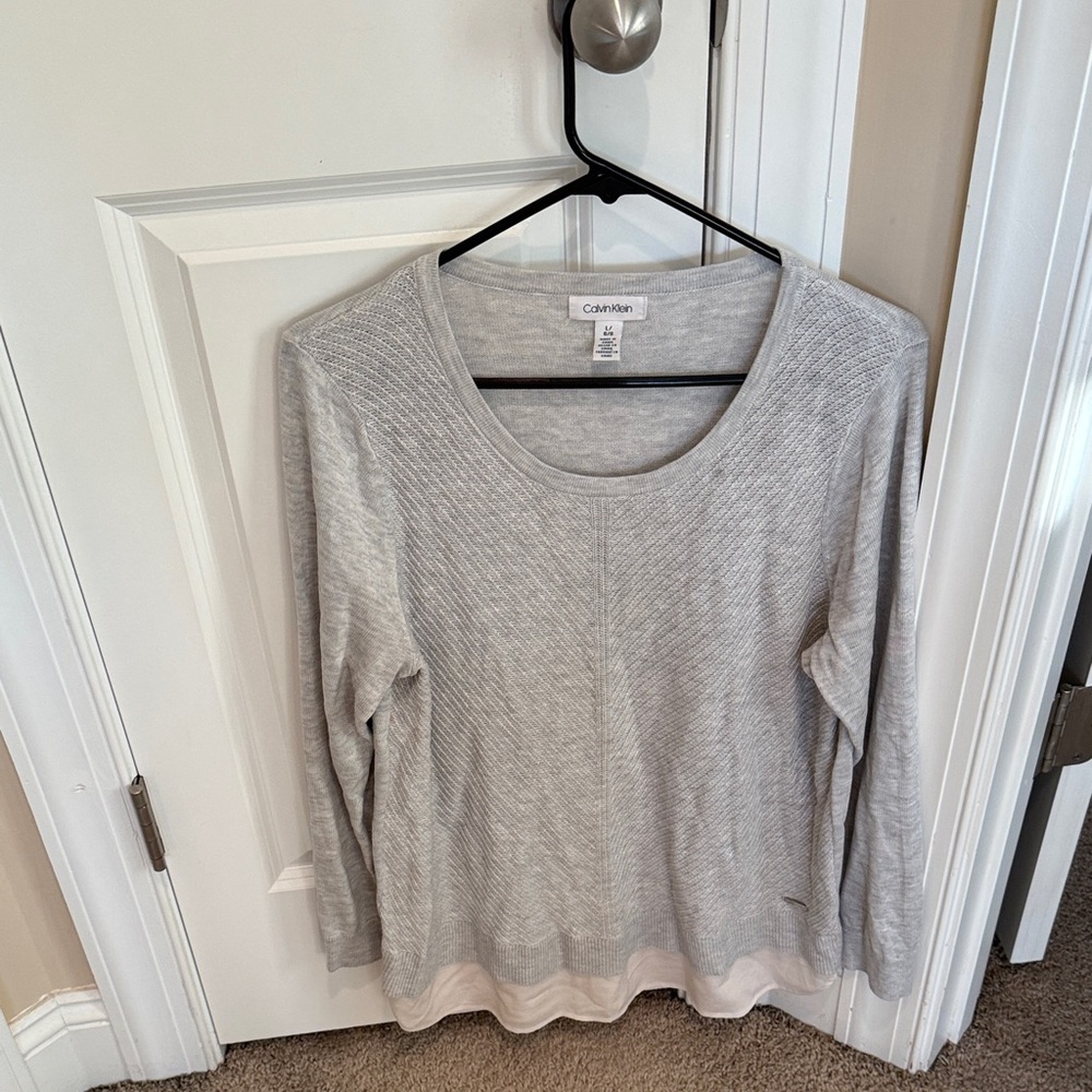 Calvin Klein Light Gray Long Sleeve Top
